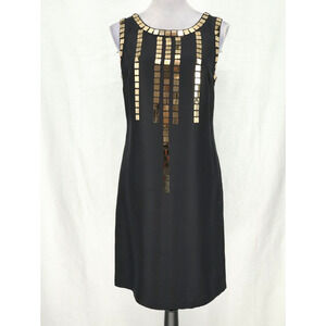 Tory Burch Dress Womens 6 Black Silk Gold Sequins Lined Formal Wedding lbd